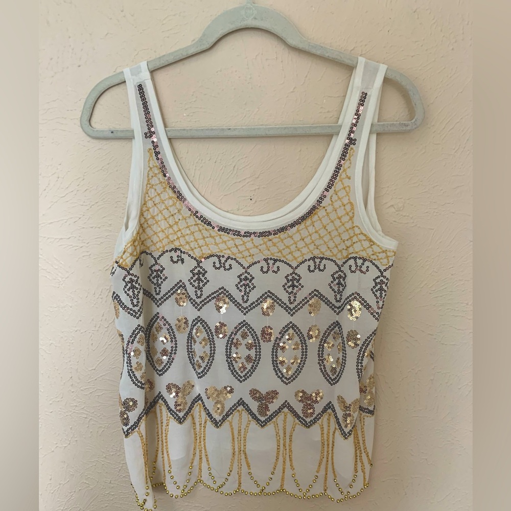 White sheer sparkly top